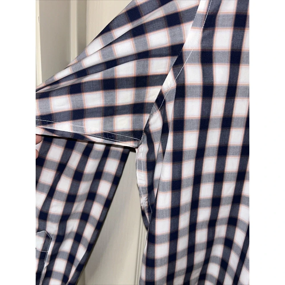 Banana republic soft wash tailor slim fit XL men's LS blue and white plaid shirt